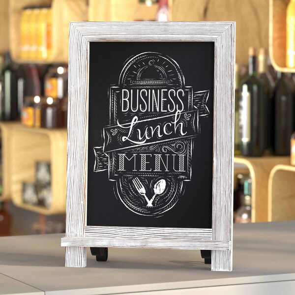 Flash Furniture Whitewash Magnetic Table/Hanging Chalkboards, 10PK 10-HFKHD-GDIS-CRE8-022315-GG - main